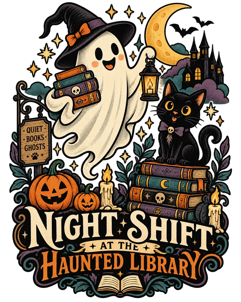 Night shift at the Haunted library T-Shirt